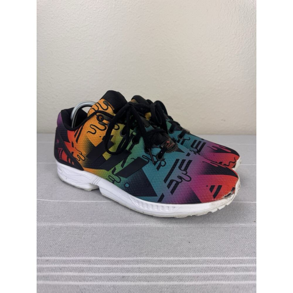 Men’s Adidas Zx Flux Lace Up Low Running Sneakers S75495 Multicolor Drip 10.5